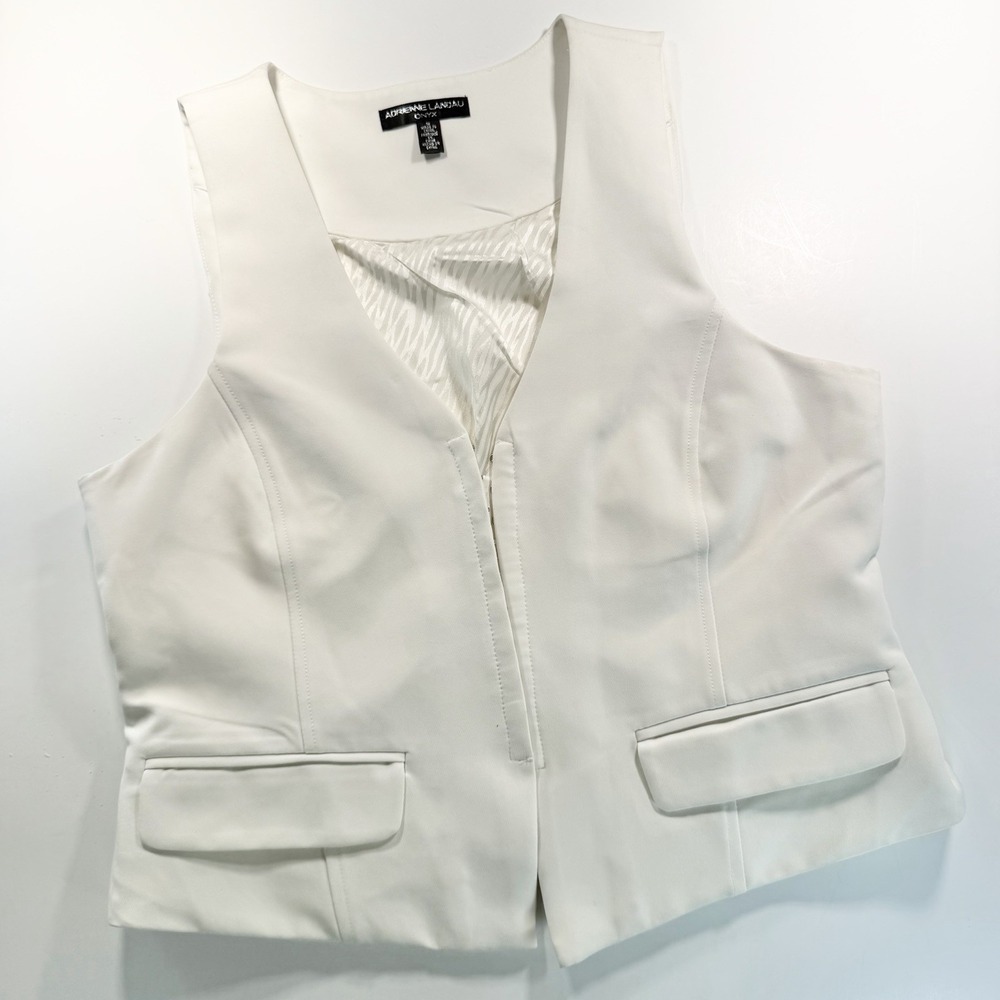 Adrienne Landau Women's White Vest‎ Hook Closure 10 Classic